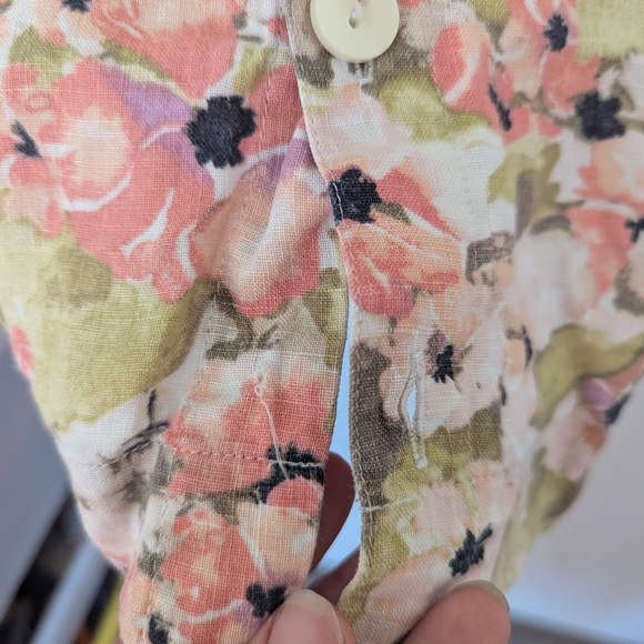 J. Jill Floral Linen Mini Dress in Pink and Green Pastel Colors, L - Picture 5 of 10